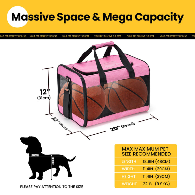 Conlun Cat Carrier Airline Approved, Soft-Sided Dog Carrier with Inner Safety Leash, Pet Transport Carrier for Small-Medium Cats Puppies up to 15 Lbs, Collapsible Travel Kitten Carrier Bag -BlackM