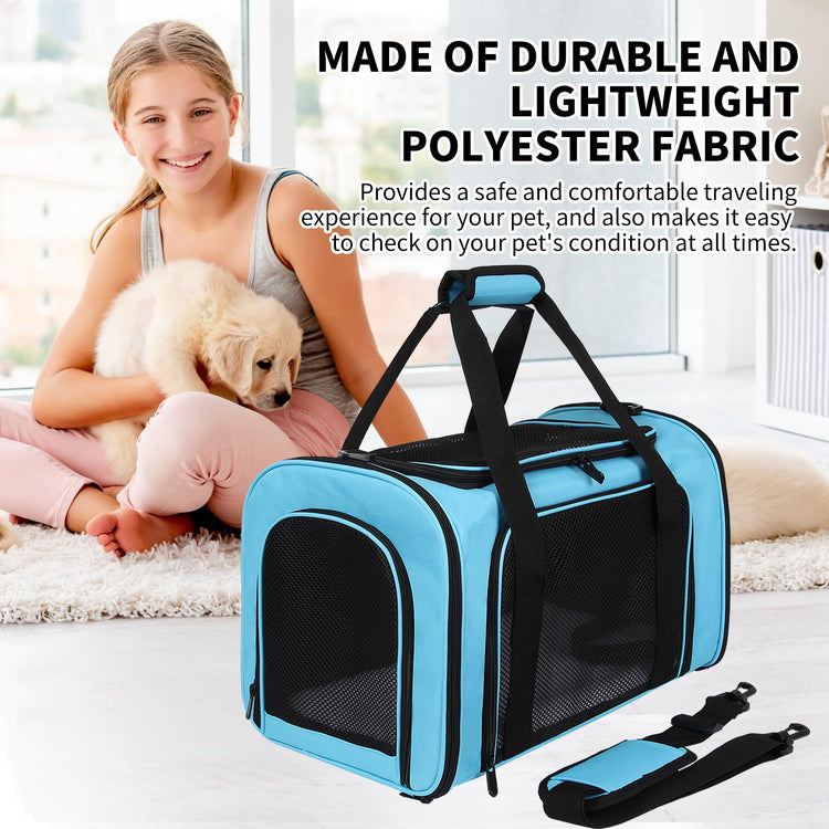 Cat Dog Carriers Soft-Sided, Pet Travel Carrier for Small Cats Dogs Under to15lbs, Soft-Solid Collapsible Carrier,(Medium,Green)