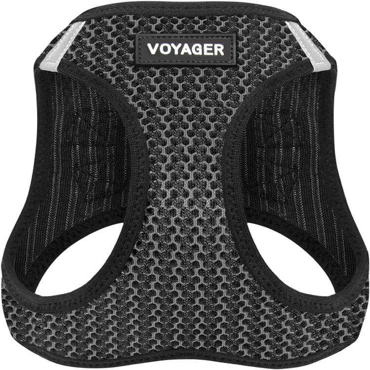 Best Pet Supplies - All Weather Mesh / Plush, Reflective, No Pull Harness for Small, Medium Dogs, Cats - Secure with Hook & Loop Fastener, Buckle, Double D-Rings - Baby Blue/Black Trim, XL