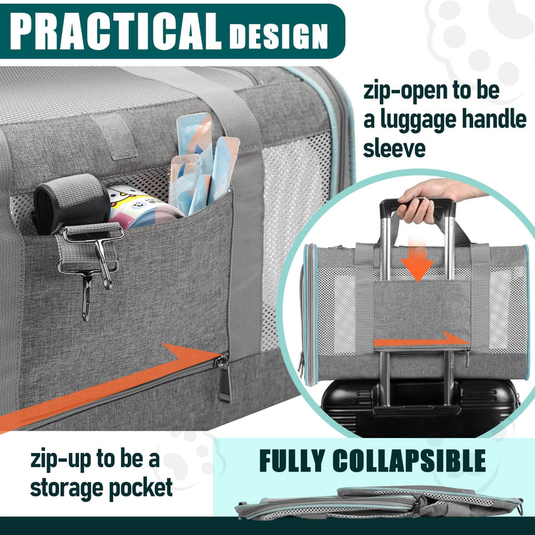 GAPZER Small Dog Carrier Cage Soft Chihuahua / Softshell Big Cat Carrier Maine Coon / Pet Taxi Carrying Bag over 25lbs / Top Loader Travel Kennel Brown