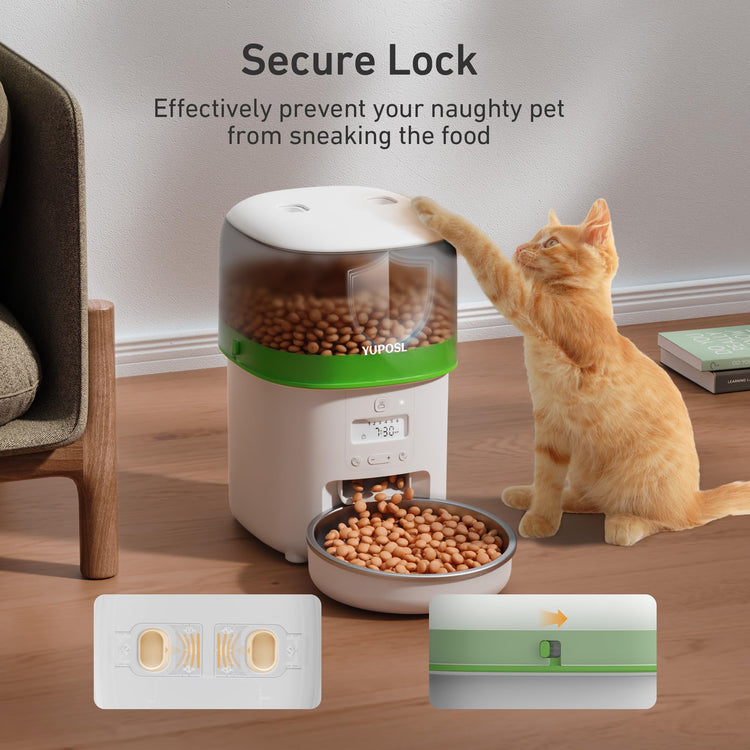 Yuposl Automatic Cat Feeders - 2L Cat Food Dispenser Easy to Use, Timed Automatic Pet Feeder with Over 180-day Battery Life, 1-6 Meals Dry Food Programmable Portion Control Also for Dogs