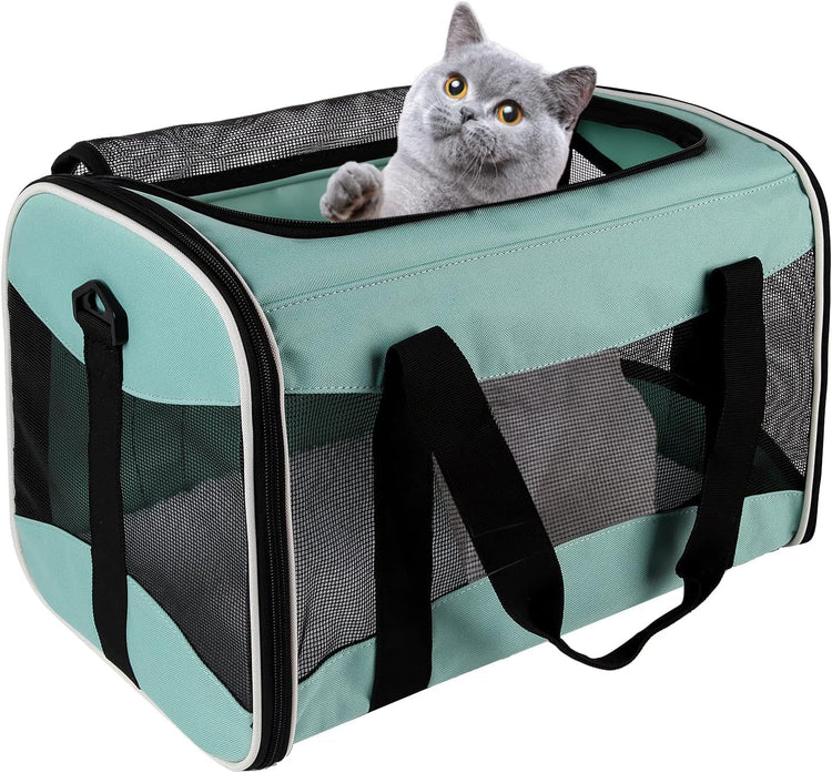 Cat Dog Carriers Soft-Sided Pet Carrier Large Cats for Medium Big Cat Small Dog Puppy up to 16lbs TSA Airline Approved Animal Collapsible Cat Carrier Carriers Travel Carrier Cat Bag (17x11x11)