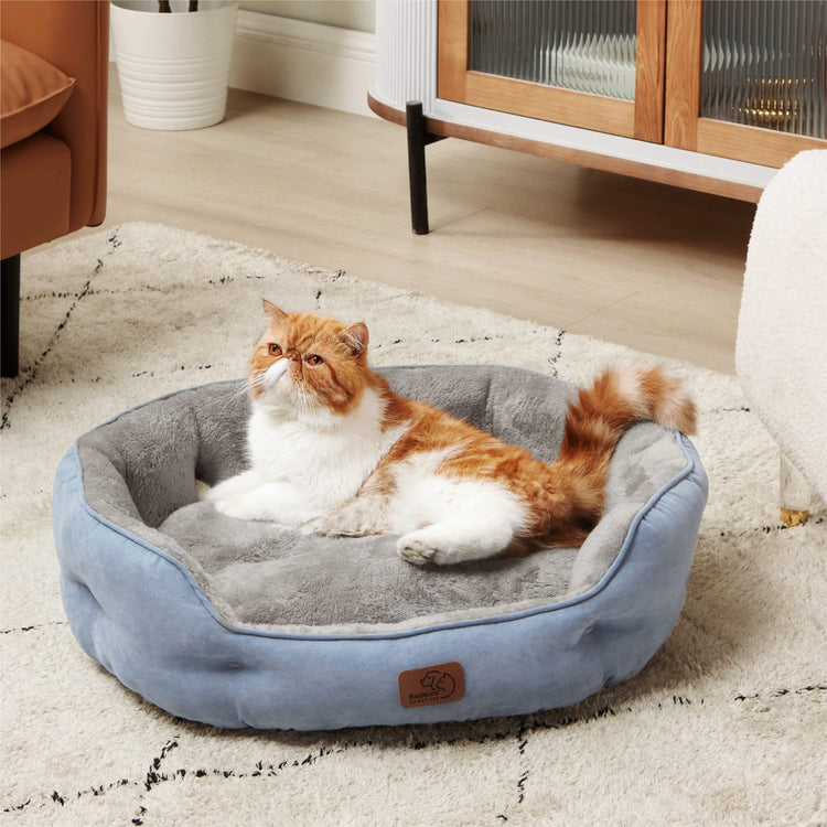 Bedsure Dog Beds for Small Dogs - Round Medium Cat Beds for Indoor Cats, Washable Pet Bed for Puppy and Kitten with Slip-Resistant Bottom, 25 Inches, Taupe