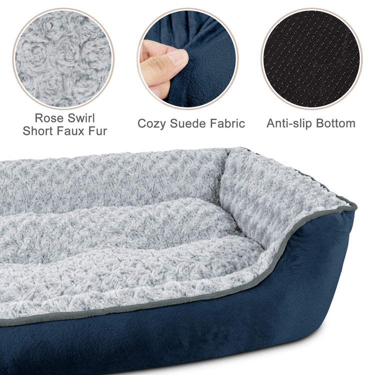 JOEJOY Rectangle Dog Bed for Large Medium Small Dogs - Washable Orthopedic Sofa Bed, Soft Breathable Puppy & Pet Cuddler, Durable Calming Dog Bed with Anti-Slip Bottom, Multiple Sizes, Beige