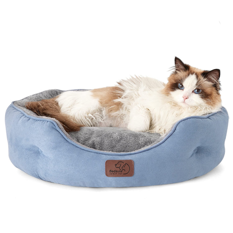 Bedsure Dog Beds for Small Dogs - Round Medium Cat Beds for Indoor Cats, Washable Pet Bed for Puppy and Kitten with Slip-Resistant Bottom, 25 Inches, Taupe