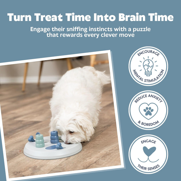 TRIXIE Turn Around - Mad Scientist Dog Activity Interactive Toy, Level 2 Food Puzzle Game, Brain Teasing Treat Dispenser, IQ and Mental Development Toy for Smart Dogs, Enrichment Toy for Boredom Busting