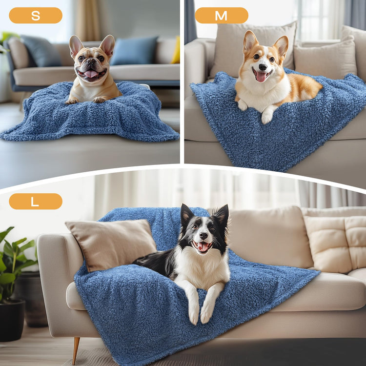1 Pack 3 Calming Blankets Fluffy Premium Fleece Pet Blanket Soft Sherpa Throw for Dog Puppy Cat Beige Small (23" x16'')