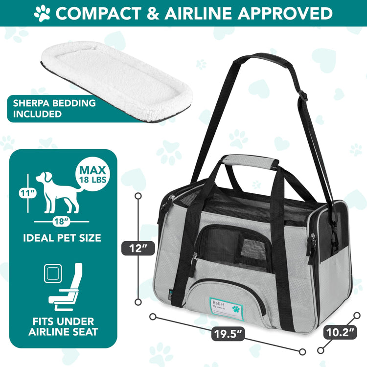 PetAmi Airline Approved Pet Carrier for Cats & Small Dogs, Soft Sided TSA Travel Carrier Bag with Sherpa Bed, Breathable Mesh Ventilation, Collapsible Bowl, Fits Under Seat, Up to 18 lbs, Small Pink