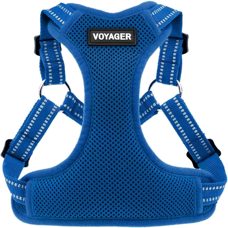 Best Pet Supplies Voyager Adjustable Step-in Flex Breathable Mesh Dog Harness for Small Medium Large Dogs Leash Set (Purple), M
