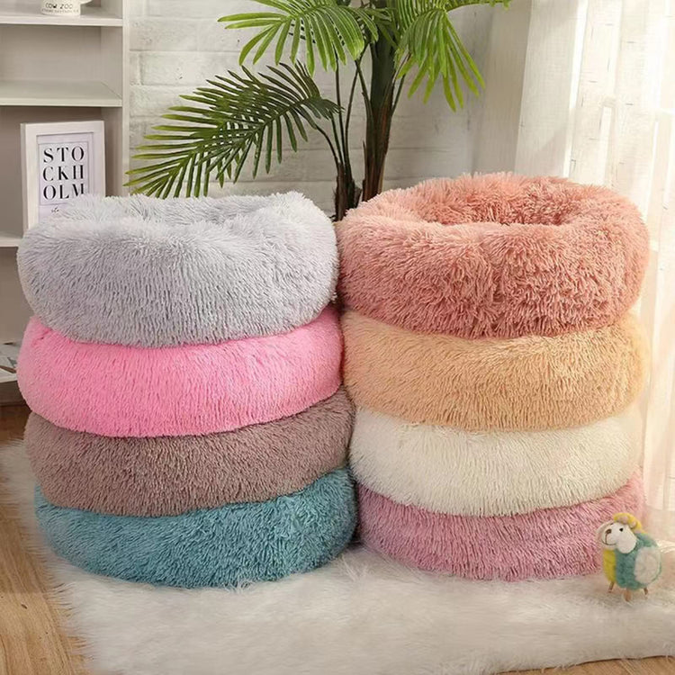 Dog Bed for Small Medium Large Dogs Cats, 20 inch Calming Washable-Round Cozy Soft Pet Bed for Puppy and Kitten with Slip-Resistant Bottom