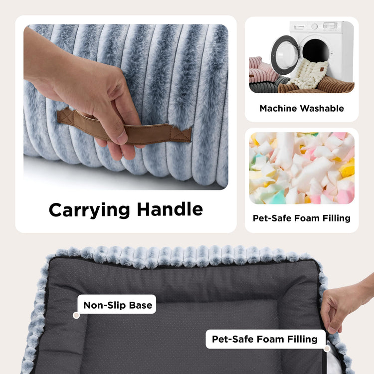 Bedsure ComfyFleece™ Cute Cat Couch for Pets - As Seen on TV on Good Day New York, Fluffy Cats beds for Indoor Cats with Removable Washable Cover, Supportive Pet Sofa, 24inch, Cream