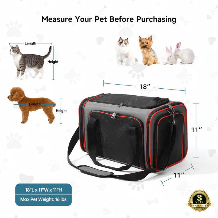EliteField Soft-Sided Pet Carrier (3-Year Warranty, Airline Approved), Foldable Travel Bag with Removable Fleece Bed for Dogs, Cats & Small Pets, Scratch-Resistant Mesh