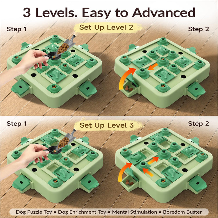 KADTC Dog Chess Puzzle Toy, Large Size, 3 Levels of Step-by-Step Challenge Beginner to Advanced Slow Feeder & Mental Stimulation for Smart Dogs Enrichment Toys