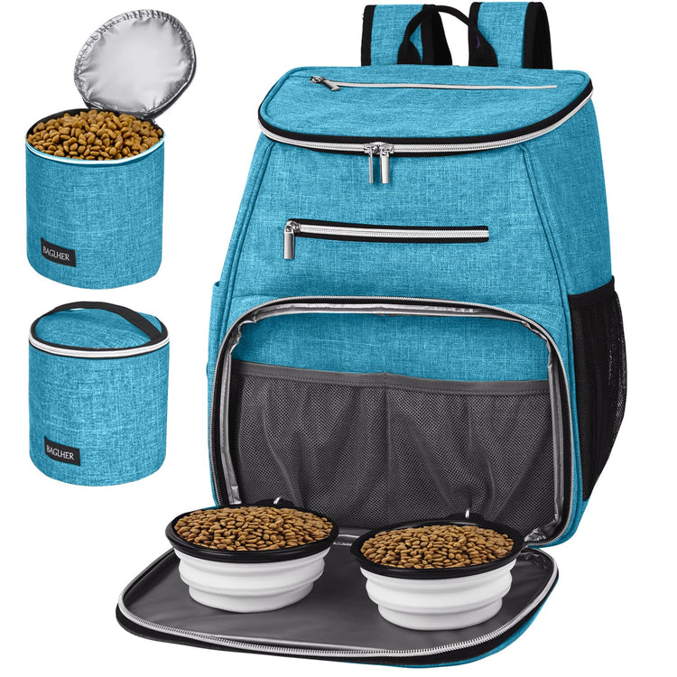 BAGLHER丨Dog Travel Bag Backpack, Airline Approved Pet Supplies Backpack, Dog Travel Bag with 2 Silicone Collapsible Bowls and 2 Food Baskets, Black