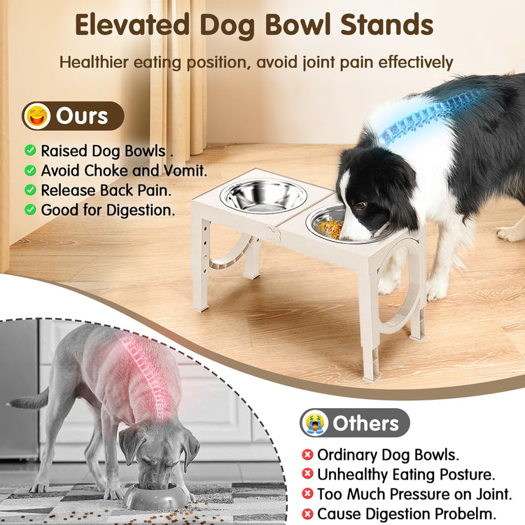 XIAZ Elevated Dog Bowls Large Breed Raised Dogs Bowl Stand Large/Medium Sized Dog Stainless Steel Food Water Bowl Stands 5 Heights Adjustable 9/11/12/14in Black Pet Feeder Dish Station