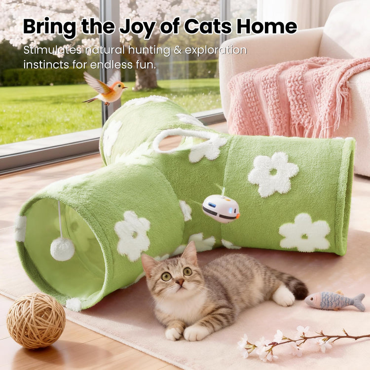 Tempcore Pet Cat Tunnel Tube Cat Toys 3 Way Collapsible, Tunnels for Indoor Cats，Kitty Bored Peek Hole Toy Ball Cat, Puppy, Kitty, Kitten, Rabbit