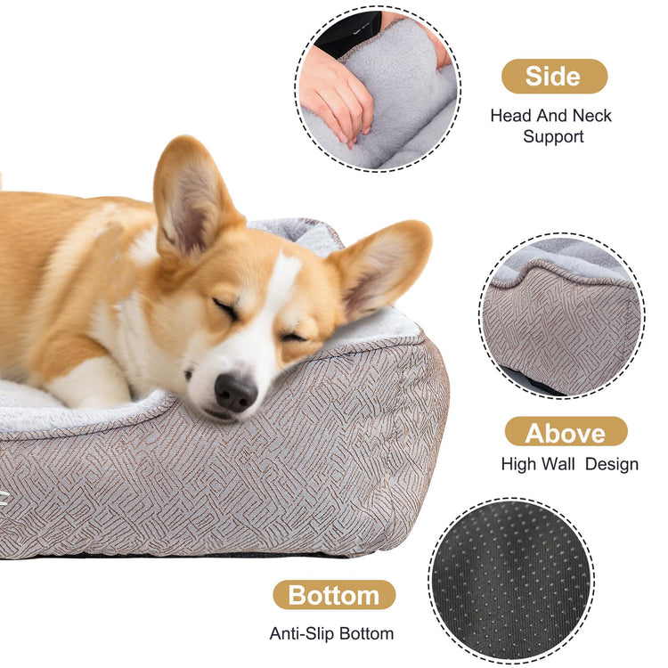 JOYELF Rectangle Dog Bed Calming Cat Bed Sofa, Cute Fluffy Pet Couch Bed for Medium Dogs and Cats - Medium(Upgraded Version)