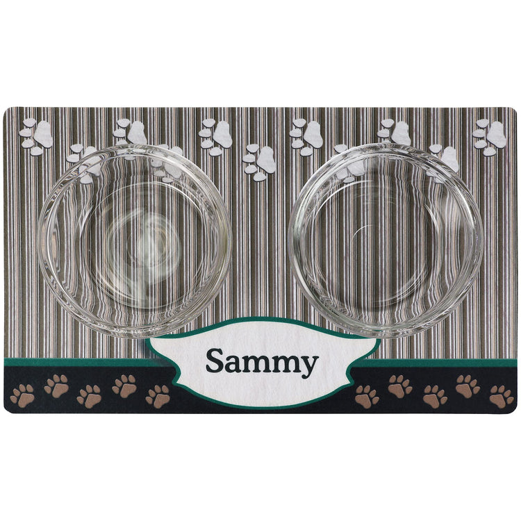 Drymate Personalized Pet Bowl Placemat, Custom Dog & Cat Food Feeding Mat - Absorbent Fabric, Waterproof Backing - Machine Washable/Durable (USA Made) (12" x 20") (Zebra Pink)
