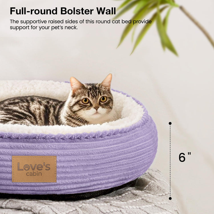 Love's cabin Round Donut Cat and Dog Cushion Bed, 20in Bed for Cats or Small Dogs, Anti-Slip & Water-Resistant Bottom, Super Soft Durable Fabric Pet Beds, Washable Luxury Cat & Dog Bed Gray