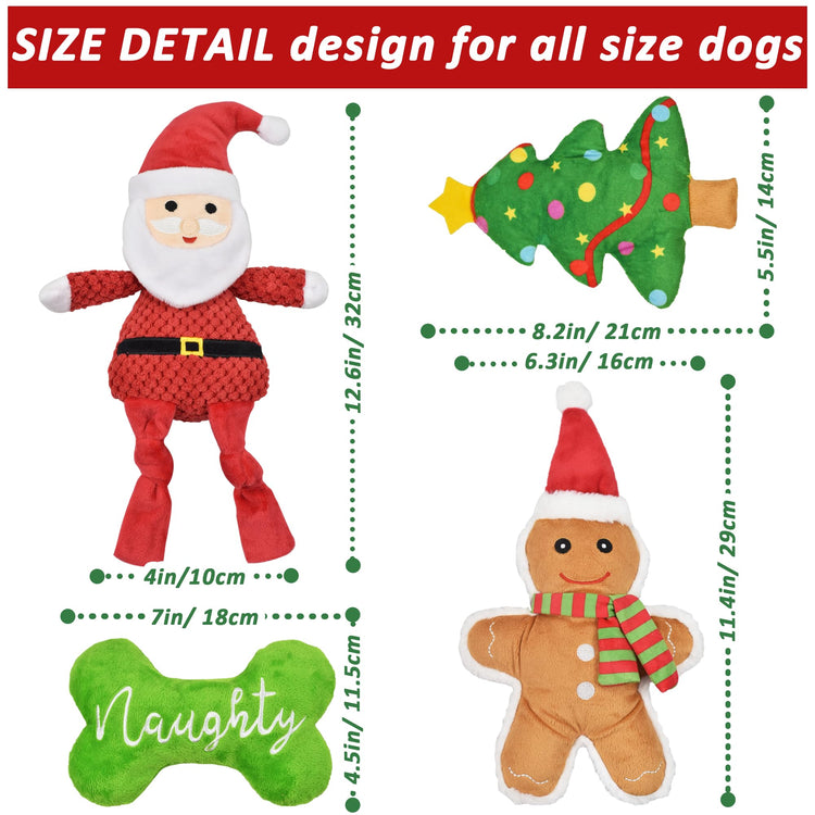 LECHONG 5 Pack Tough Dog Toys Stuffed Squeaky Dog Toys Assortment Plush Animal Dog Toy Value Bundle Puppy Pet Dog Toys for Small Medium Large Dogs