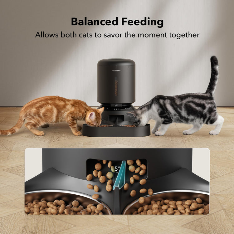 PETLIBRO Automatic Cat Feeder, Automatic Dog Food Dispenser with Freshness Preservation, 5L Timed Pet Feeders for Dry Food, Up to 6 Meals Per Day, Granary 5L Basic Button Type White