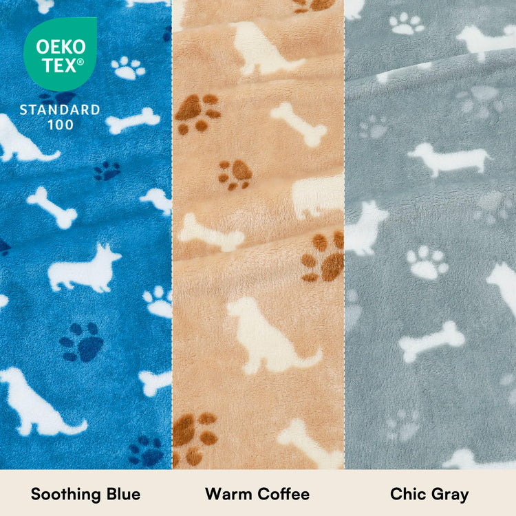 Luciphia 1 Pack 3 Blankets Super Soft Fluffy Premium Fleece Pet Blanket Flannel Throw for Dog Puppy Cat Paw Brown/Pink/White Small(23x16 inch)