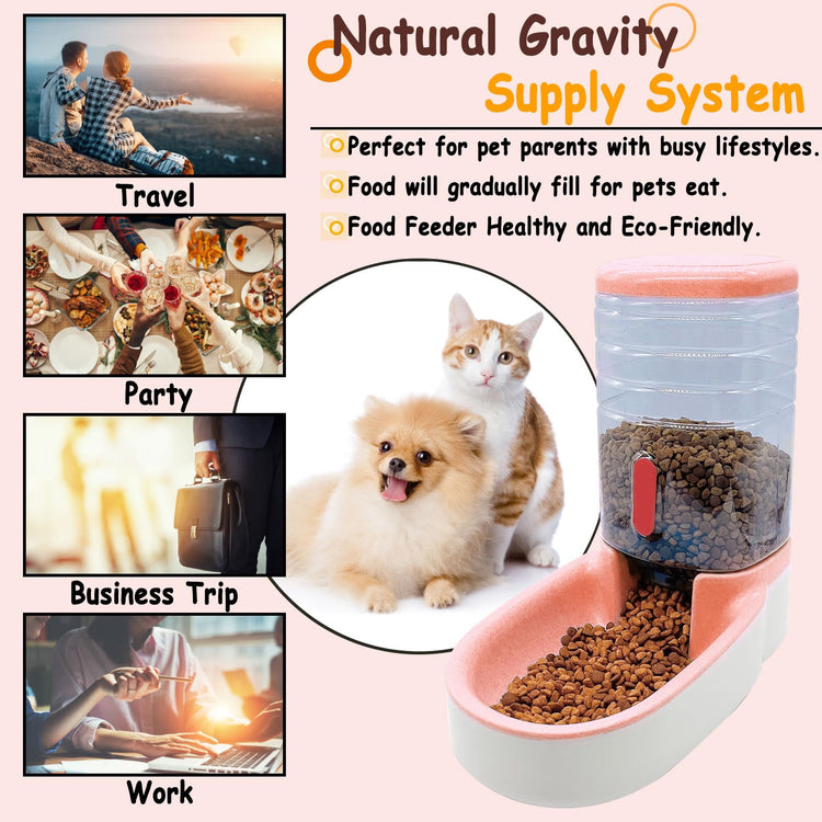 kathson Automatic Cat Feeder 1 Gallon Gravity Dog Food Dispenser Large Capacity Self Feeding Pet Food Bowl Station for Puppy Kitten Rabbit Green