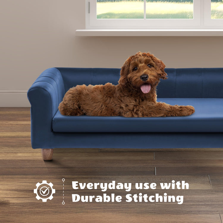 CRITTER SITTERS 33” Faux Suede Ped Bed in Brown, Durable Washable Sofa Couch for Small & Medium Cats & Dogs, Must Have Accessory for Yorkies, Shih Tzus & Frenchies, Kitten & Puppy Essential Furniture