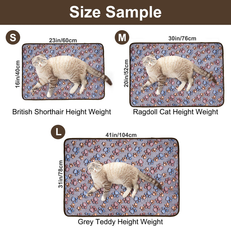 Dono 1 Pack 3 Dog Blankets, Soft Fluffy Fleece Pet Blanket Warm Sleep Mat Paw Print Design Puppy Kitten Throw Blanket Doggy Mat Blanket for Dogs