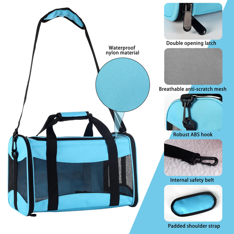 Cat Dog Carriers Soft-Sided Pet Carrier Large Cats for Medium Big Cat Small Dog Puppy up to 16lbs TSA Airline Approved Animal Collapsible Cat Carrier Carriers Travel Carrier Cat Bag (17x11x11)