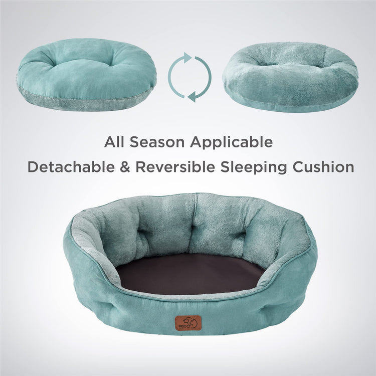 Bedsure Dog Beds for Small Dogs - Round Medium Cat Beds for Indoor Cats, Washable Pet Bed for Puppy and Kitten with Slip-Resistant Bottom, 25 Inches, Taupe