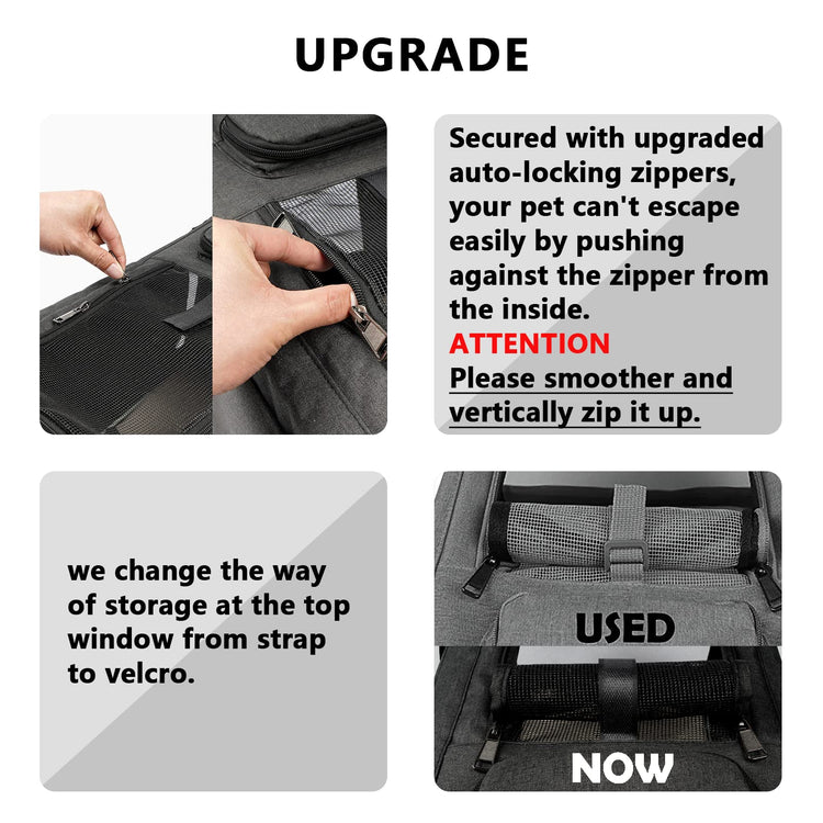 GAPZER Pet Carrier for Large Cats, Soft-Sided Cat Carrier for Medium Big Cats and Puppy up to 20lbs, Washable Dog Carrier Privacy Protection for Home Outdoor Travel