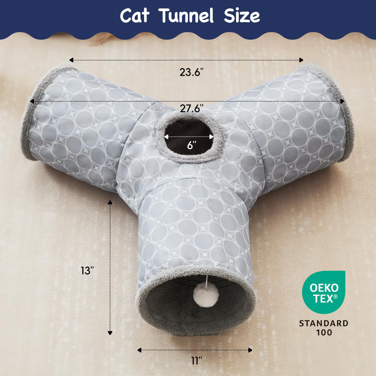 Tempcore Pet Cat Tunnel Tube Cat Toys 3 Way Collapsible, Tunnels for Indoor Cats，Kitty Bored Peek Hole Toy Ball Cat, Puppy, Kitty, Kitten, Rabbit
