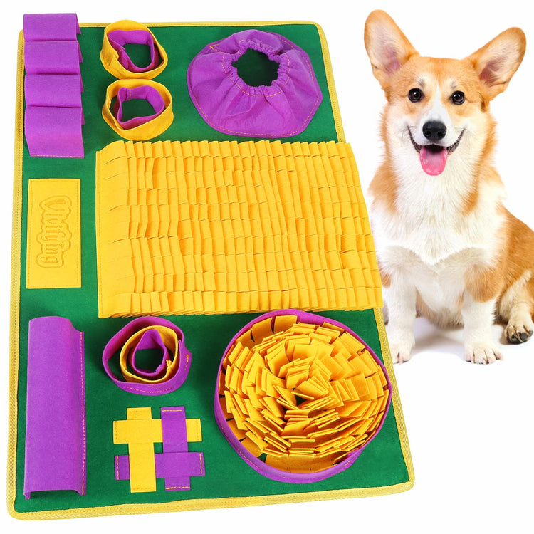 Vivifying Snuffle Mat for Dogs, Interactive Dog Puzzle Toy for Boredom and Mental Stimulation, Enrichment Feeding Game Sniff Mat Helps Slow Eating and Keep Busy
