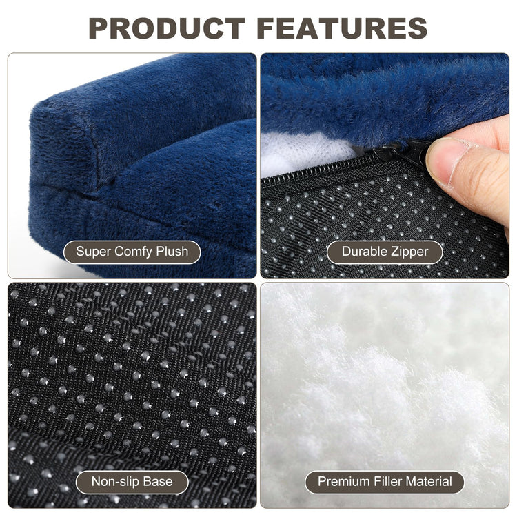 FAMIDGE Plush Cat Couch Bed - Cat Bed for Indoor Cats, Dog Sofa Bed, Short Rabbit Fleece Calming Pet Couch with Removable Cover, Anti-Shedding Pet Sofa for Small/Medium Pets (26×18×12in, Brown)
