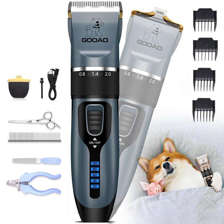 Dog Clippers for Grooming,Dog Grooming Kit for Heavy Thick Hair&Coats/Low Noise Rechargeable Cordless Hair Trimmer/Pet Shaver with Paw Trimmer for Small & Large Dogs Cats