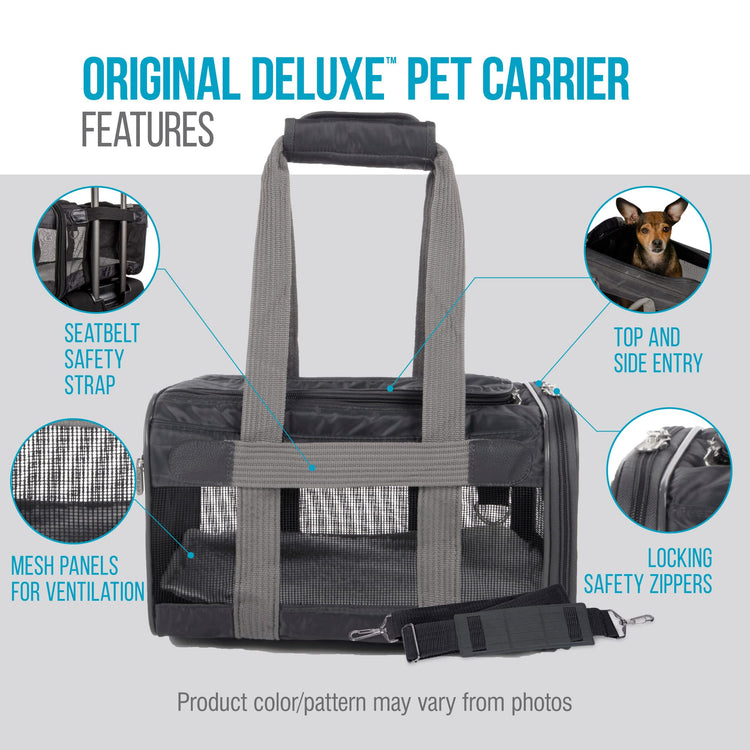 Sherpa Original Deluxe Travel Pet Carrier, Airline Approved & Guaranteed On Board - Charcoal Gray, Medium