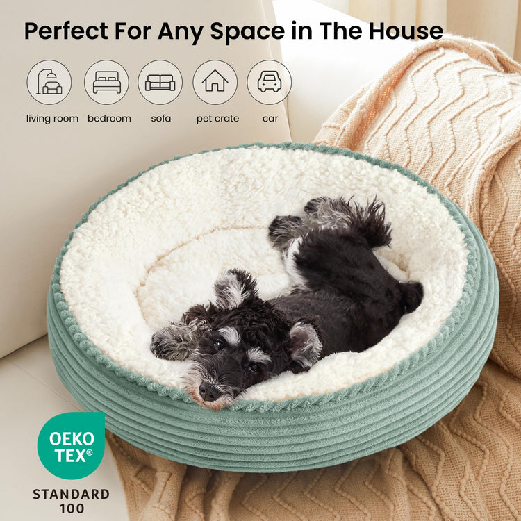 Love's cabin Round Donut Cat and Dog Cushion Bed, 20in Bed for Cats or Small Dogs, Anti-Slip & Water-Resistant Bottom, Super Soft Durable Fabric Pet Beds, Washable Luxury Cat & Dog Bed Gray