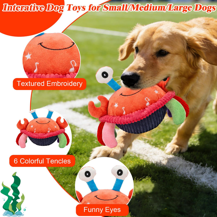Mity rain Interactive Dog Toys with Thicken Plush, Moving Dog Toy with Recording Mode Shaking & Singing Mode Bouncing, Funny Ball Jumping to Keep Them Busy & Chase, Rechargeable (Octopus)