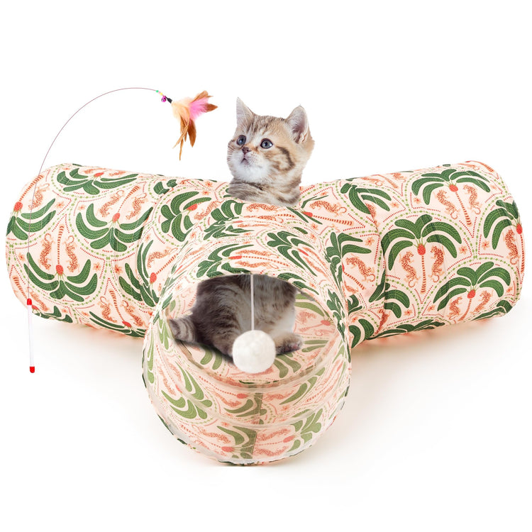 Tempcore Pet Cat Tunnel Tube Cat Toys 3 Way Collapsible, Tunnels for Indoor Cats，Kitty Bored Peek Hole Toy Ball Cat, Puppy, Kitty, Kitten, Rabbit