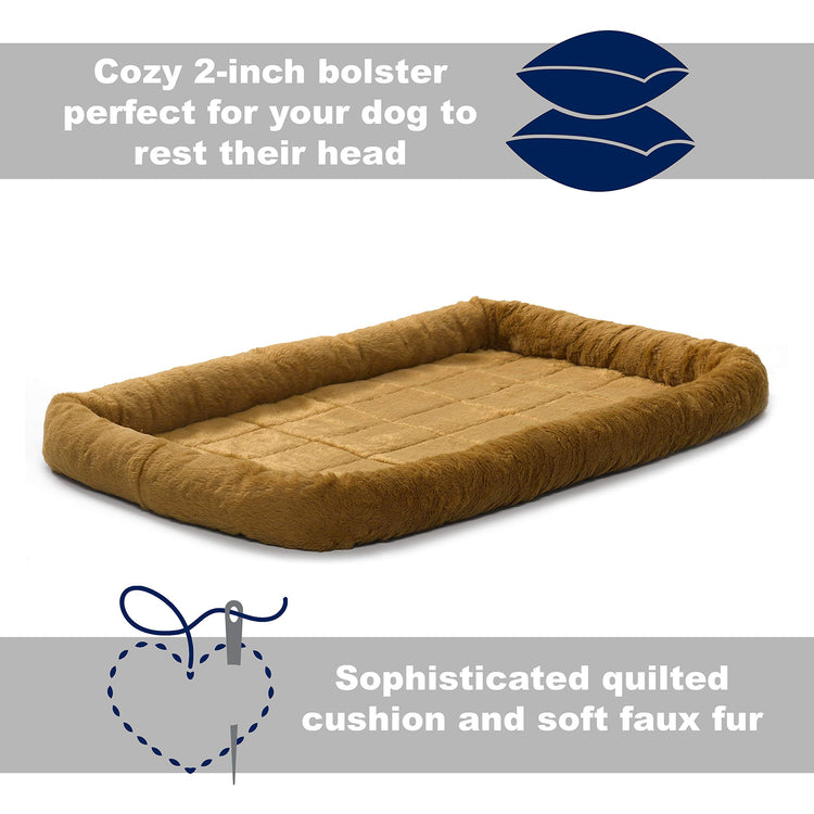 MidWest Homes for Pets QuietTime Fashion XXS Dog Bed - Pink Faux Fur Bolster, Ultra-Soft and Machine Washable, Fits 18-Inch Crates and Carriers, for Small Dogs and Cats