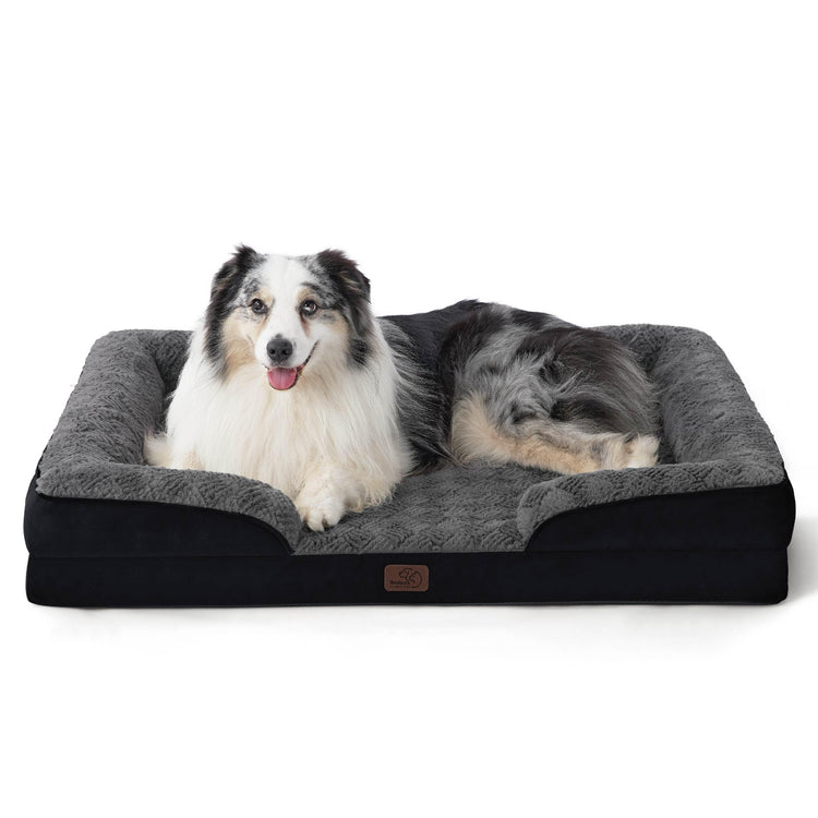 Bedsure Orthopedic Dog Bed Medium Size Dogs - Washable Small Medium Dog Cat Bed Waterproof, Comfort Cats Couch Sofa with Washable Removable Cover, Pets Bed with Nonskid Bottom, Grey, 28"