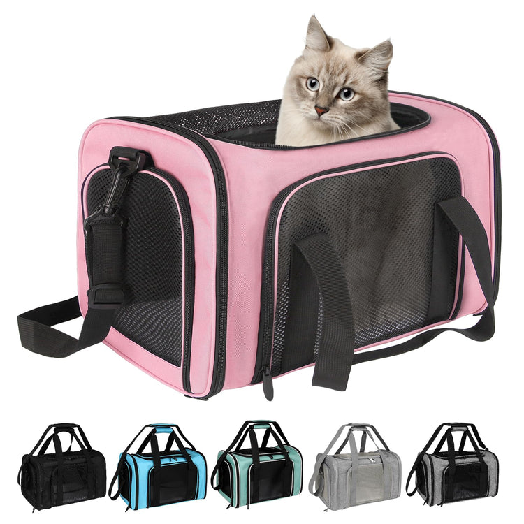 Cat, Dog Carrier for Small Medium Pet Carriers Up to15Lbs, Cats Carrier Soft- Sided Puppy Dogs Bag Portable Foldable Airline Approved Carrier Travel (Green 18 * 11 * 11)