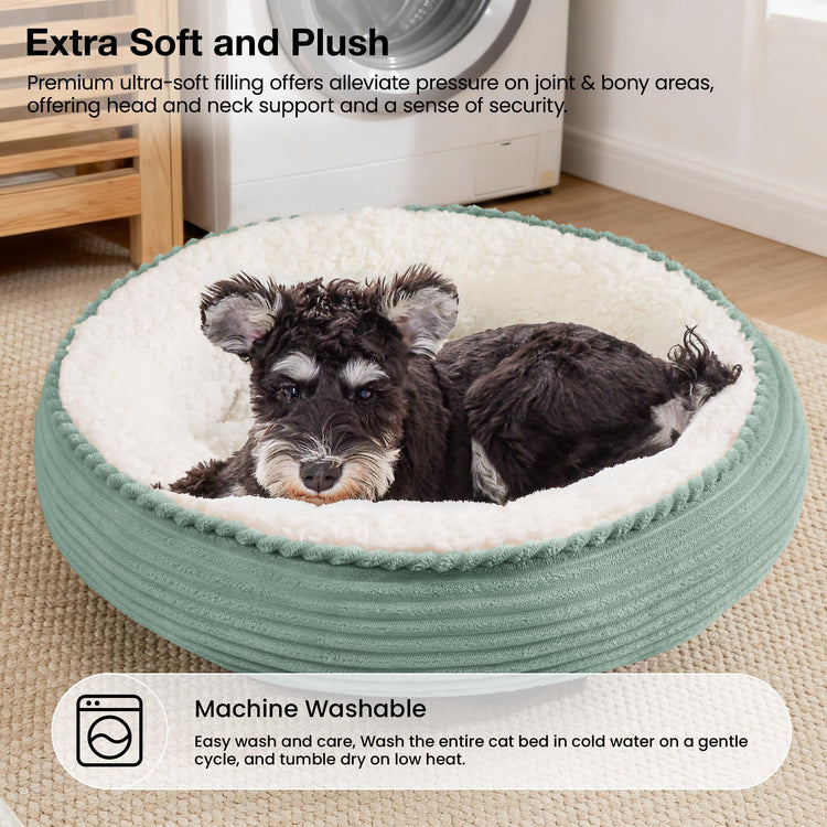 Love's cabin Round Donut Cat and Dog Cushion Bed, 20in Bed for Cats or Small Dogs, Anti-Slip & Water-Resistant Bottom, Super Soft Durable Fabric Pet Beds, Washable Luxury Cat & Dog Bed Gray