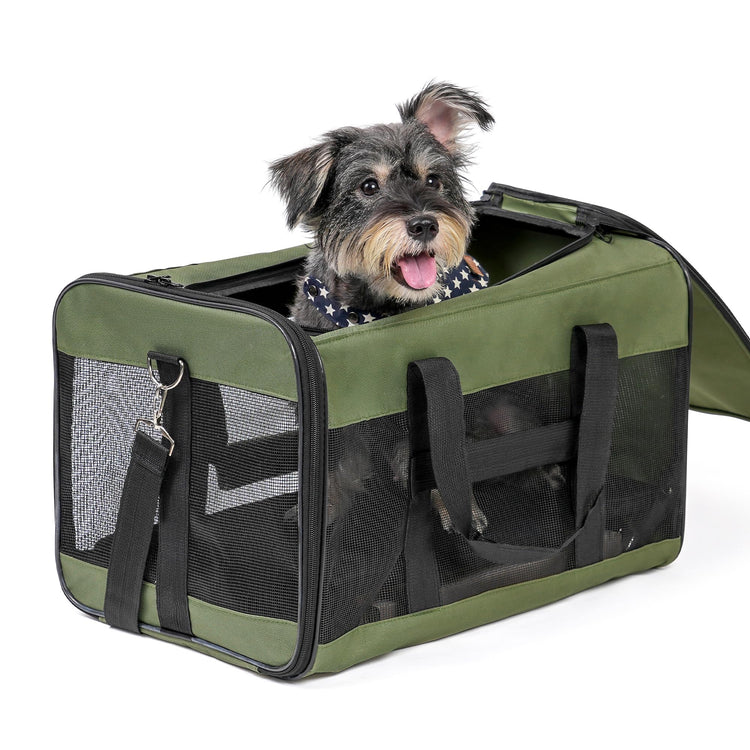Conlun Cat Carrier Airline Approved, Soft-Sided Dog Carrier with Inner Safety Leash, Pet Transport Carrier for Small-Medium Cats Puppies up to 15 Lbs, Collapsible Travel Kitten Carrier Bag -BlackM