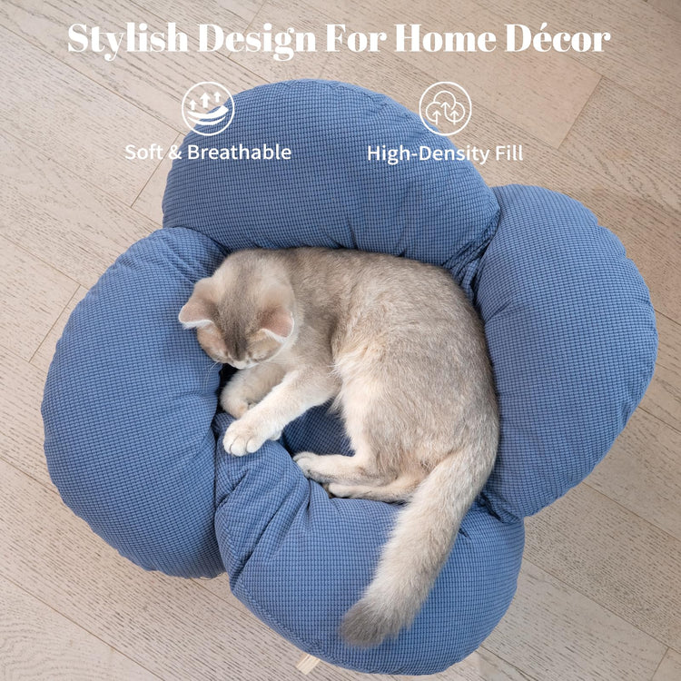 CHEERHOME PETS Elevated Cat Bed Wooden with Cushion Fluffy Pet Couch Sofa for Indoor Cats Raised Kitty Lounge Chair Suitable for Puppy, Cat Furniture(Pink)