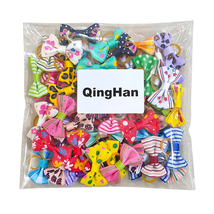 QingHan Dog Hair Bows Small Puppy Clips for Pet Grooming Accessories Doggy Gifts 60Pcs (30 Pairs)