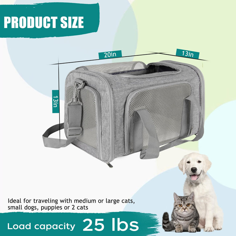 Cat, Dog Carrier for Small Medium Pet Carriers Up to15Lbs, Cats Carrier Soft- Sided Puppy Dogs Bag Portable Foldable Airline Approved Carrier Travel (Green 18 * 11 * 11)