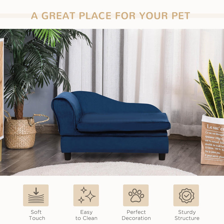 PawHut Luxury Fancy Dog Couch with Hidden Storage, Small Dog Sofa Bed with 2" Soft Foam, Modern Pet Furniture for Puppies & Little Breeds, Green