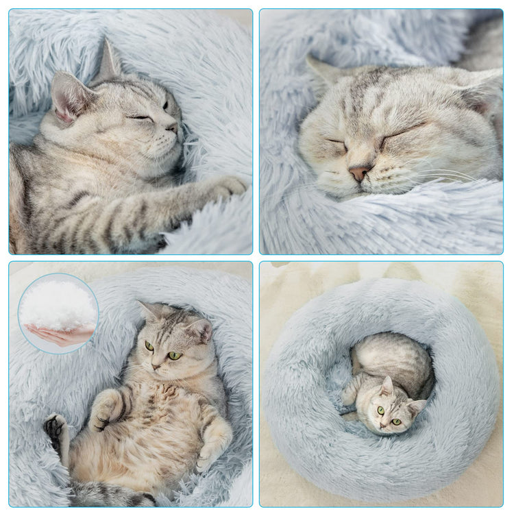 Dog Bed for Small Medium Large Dogs Cats, 20 inch Calming Washable-Round Cozy Soft Pet Bed for Puppy and Kitten with Slip-Resistant Bottom